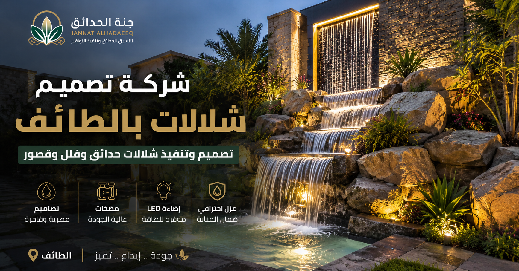 شركة تصميم شلالات بالطائف للايجار